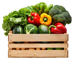 Canvas Print - PNG Male farmer holding vegtables crate food box cauliflower.