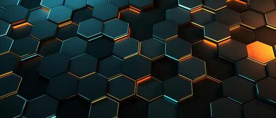 Poster - Modern Hexagonal Design with Blue and Orange Lighting