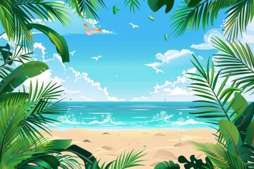 Wall Mural - Summer Background illustration created with Generative AI