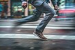 © Hanna - A man in a suit is running across a street