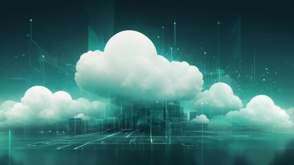 Aufkleber - Design an abstract background with futuristic clouds of data, symbolizing secure data backup and storage.