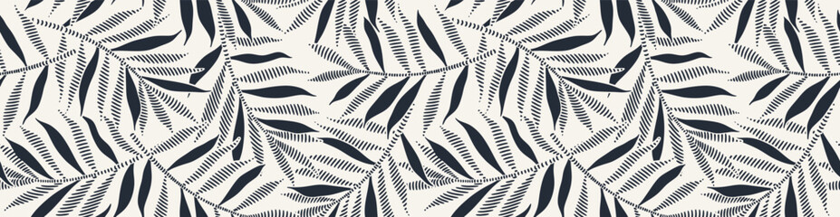 Abstract floral background with palm leaves seamless pattern.