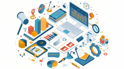 Poster - A business strategy infographic featuring SWOT analysis, market segmentation, and strategic planning frameworks