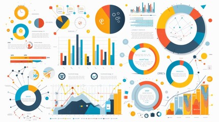 Aufkleber - A modern infographic design displaying digital marketing trends with icons, graphs, and statistical data.
