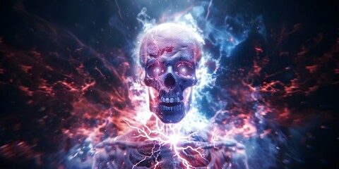 Wall Mural - Malevolent Energy Digital Horror Art of Undead Creature with Torn Chest. Concept Digital Art, Horrror Genre, Malevolent Energy, Undead Creature, Torn Chest