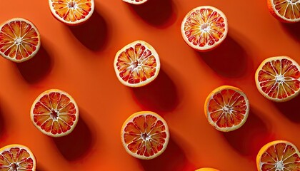 Wall Mural - Vibrant Citrus Fruit Pattern on Orange Design