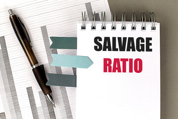 Poster - SALVAGE VALUE text on notebook with chart on gray background