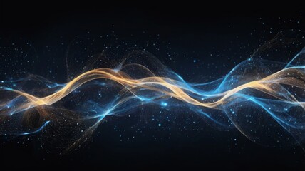Aufkleber - abstract background featuring clusters of glowing particles representing data packets moving through a network