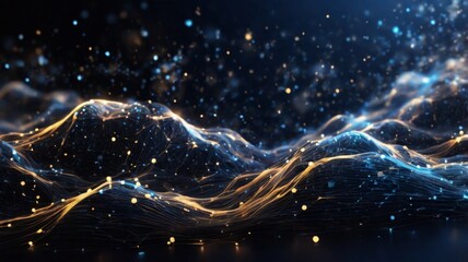 Aufkleber - abstract background featuring clusters of glowing particles representing data packets moving through a network