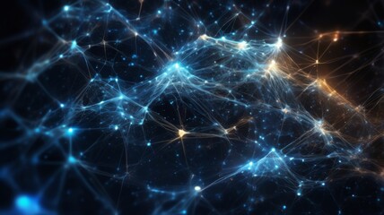 Aufkleber - abstract background featuring clusters of glowing particles representing data packets moving through a network