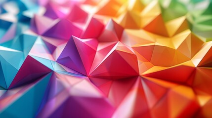 Poster - Abstract background made of colorful low poly shapes, in the style of origami, 3d render.