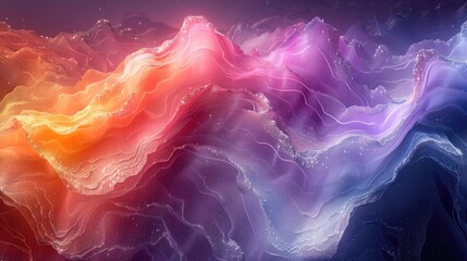 Wall Mural - Radiant abstract waves with purple and orange hues
