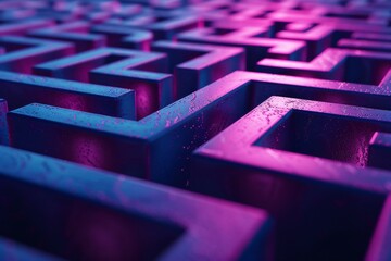 Wall Mural - Purple blue maze with red light