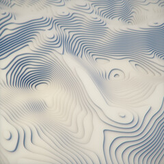 Poster - Intricate patterns of white wavy lines. Topographical landscape. 3d rendering illustration