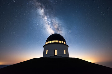 Wall Mural - Photographing observatories under cosmic backgrounds at secluded Dark Sky Reserves 