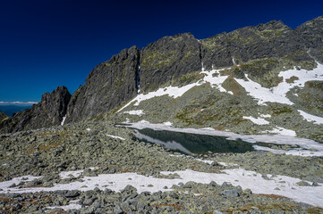 Nizne Wahlenbergovo Pleso in the Furkotska Valley. Tatra National Park, Slovakia.