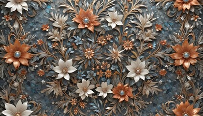 Wall Mural - 3d digital floral background wallpaper pattern