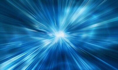 Poster - A bright neon blue glow is cast on a beautiful abstract futuristic dark background. The image was generated by AI.