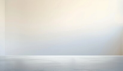 Poster - Light pearl color abstract background for product presentation. Walls and floor illuminated by incident sunlight.