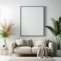 Wall Mural - A white couch and plant in A room style interior set design creative Vibrant engaging creative.