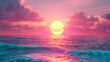 © alesia0604 - Pink sunset over the ocean with cloudy sky and blue waves, tranquil  surf