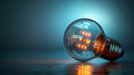 Wall Mural - Creativity and Design: A 3D vector illustration of a lightbulb with a camera lens inside