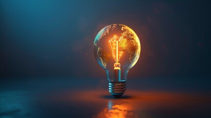 Wall Mural - Creativity and Design: A 3D vector illustration of a lightbulb with a globe inside