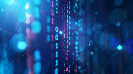 Poster - The concept of a digital cyberspace with particles and digital data network connections.