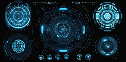 Wall Mural - Futuristic technology sci fi circle background. UI in hud.