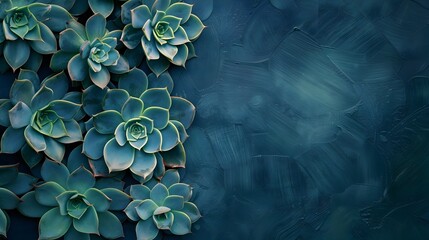 Wall Mural - Vibrant Succulent Garden Backdrop with Moody Blue Tones