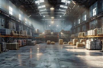 Wall Mural - Warehouse filled with pallet stacks