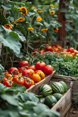 Canvas Print - harvesting fruits and vegetables in a garden 