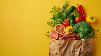 Wall Mural - A vibrant and colorful display of various vegetables, fruits