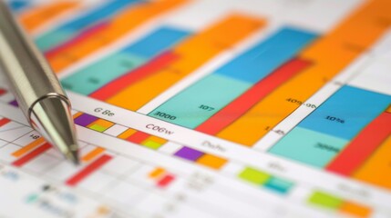 Leinwandbilder - An economic analysis charting GDP growth and economic indicators with color-coded bar charts and historical trends.