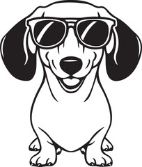 Wall Mural - Dachshund Dog Wearing Sunglasses Vector