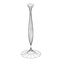 Poster - Abstract Y2K wireframe model, cyberpunk retro-futuristic shape. Isolated mesh vase. Vector illustration on transparent background. Editable stroke.	