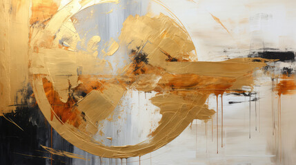 Wall Mural - closeup of abstract rough gold black art painting texture, with oil acrylic brushstroke, pallet knif