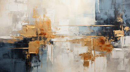 Wall Mural - closeup of abstract rough white gold black art painting texture, with oil acrylic brushstroke, palle