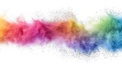 Wall Mural - Rainbow Powder Explosion on White Background