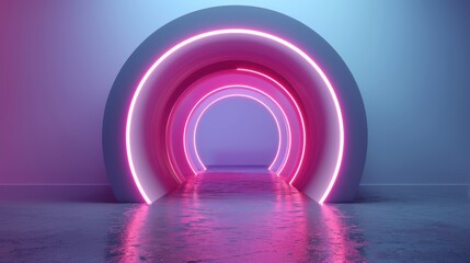 Wall Mural - A pink tunnel with neon lights