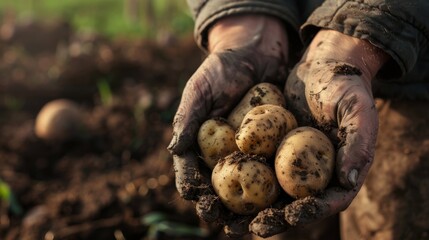 Hands holding fresh potatoes