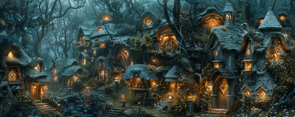 A fairy village of elves and dwarves.