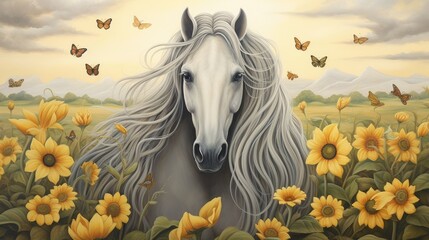 Canvas Print - horse in the field