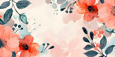 Wall Mural - Flat design flower festival with intricate watercolor theme and analogous color scheme. Concept Floral Illustrations, Watercolor Art, Color Theory, Flat Design, Analogous Colors