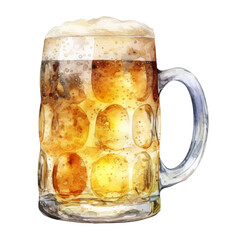 Wall Mural - mug of beer watercolor isolated on transparent background cutout