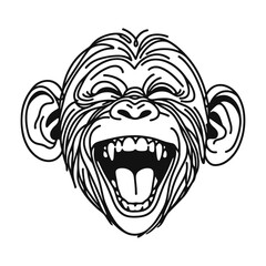 Wall Mural - happy laughing monkey head doodle sketch 