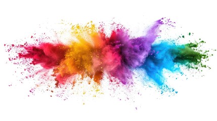 Sticker - Rainbow Powder Explosion on White Background