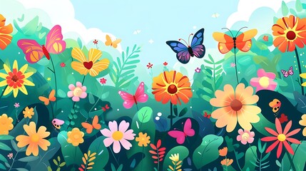 Wall Mural - Vibrant Butterfly Garden