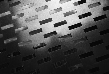 Wall Mural - Diagonal metallic surface rectangular perforation backdrop