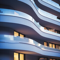 Architecture modern building design close up. White building against the blue sky.